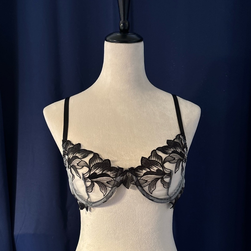 Sheer floral mesh bra